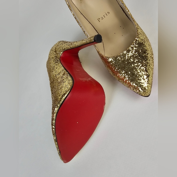 Christian Louboutin gold sparkle stiletto, size European 36, Canada/US 5.5 - Picture 4 of 4